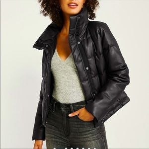 Abercrombie and Fitch mini faux leather puffer coat